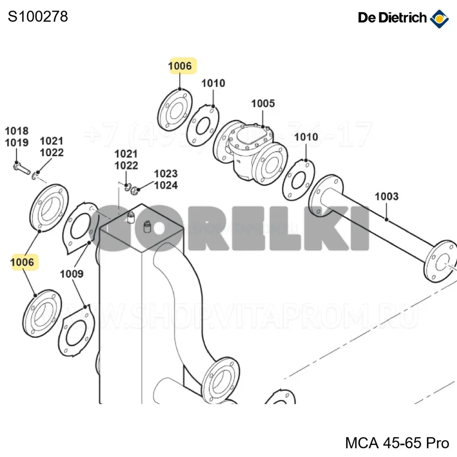 Фланец под приварку dn100 De Dietrich S100278 для газового котла
