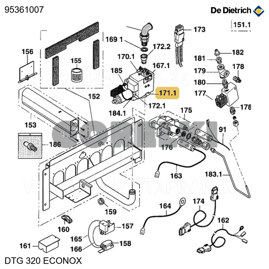 Фланец+штуцер 3/4 De Dietrich 95361007 для газового котла