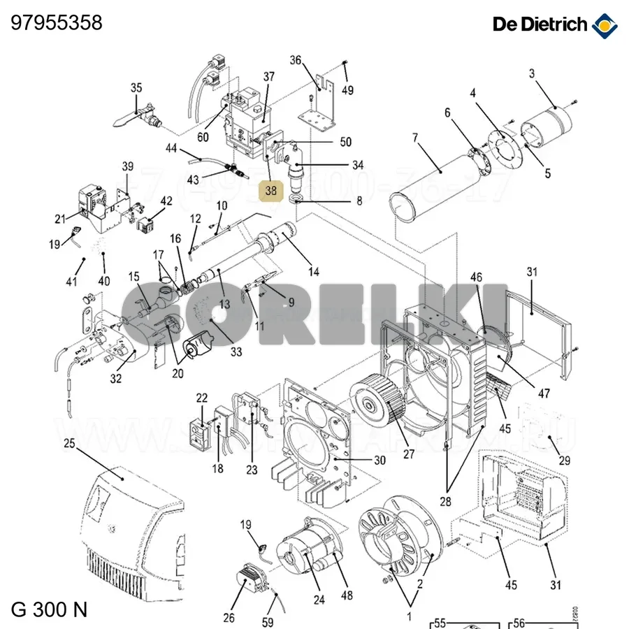 Фланец штуцера давления MB-VEF 412 De Dietrich 97955358 для газового котла