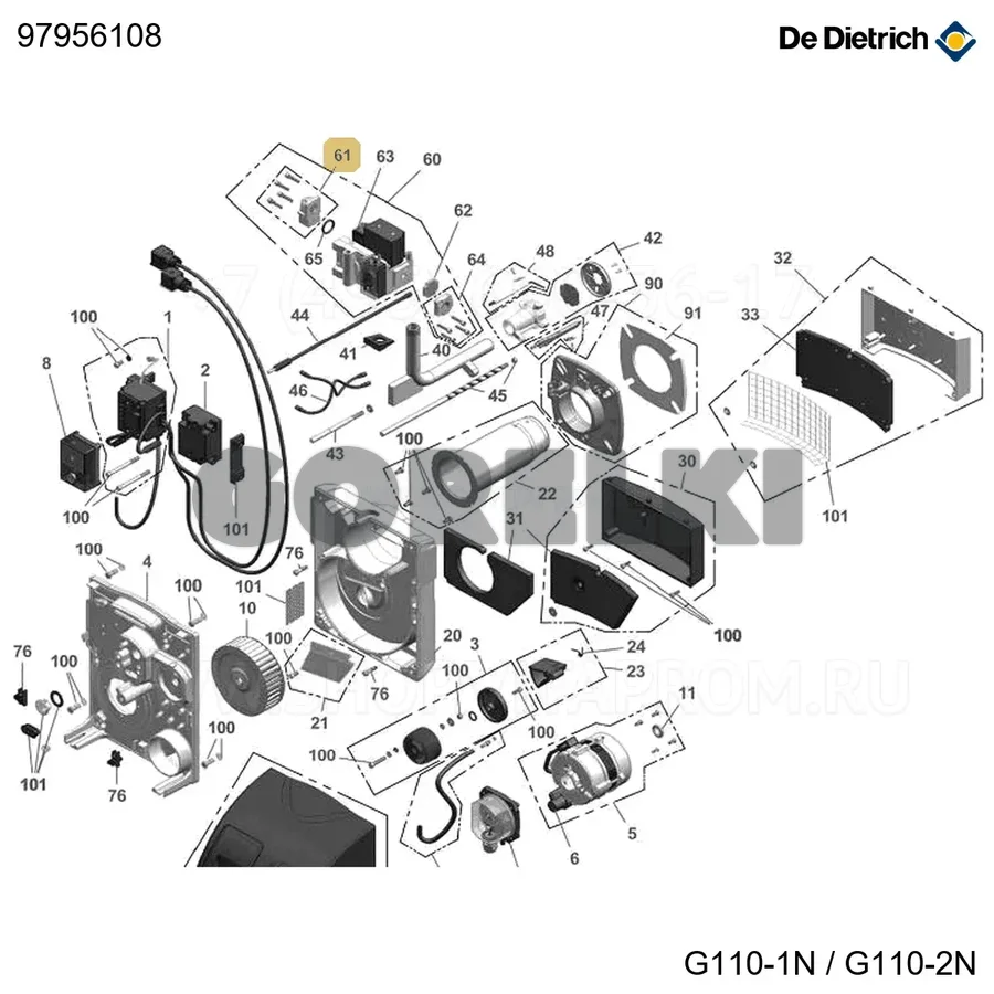 Фланец входной 1/2" cg15 с прокладкой De Dietrich 97956108 для газового котла
