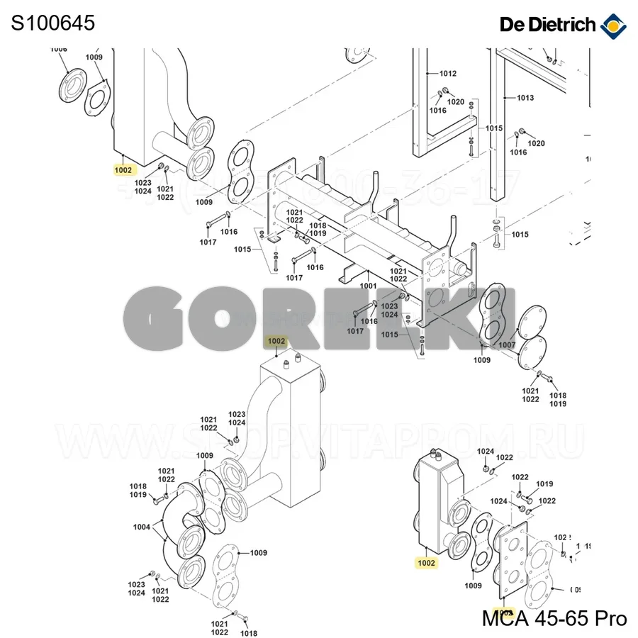 Гидрострелка dn65 в сборе De Dietrich S100645 для газового котла