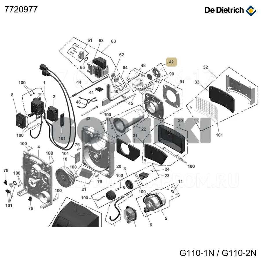 Головка горелки g110-1n De Dietrich 7720977 для газового котла