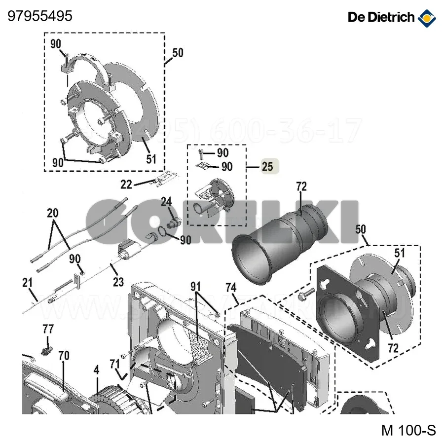 Головка сгорания FKS 20/30 2B De Dietrich 97955495 для газового котла