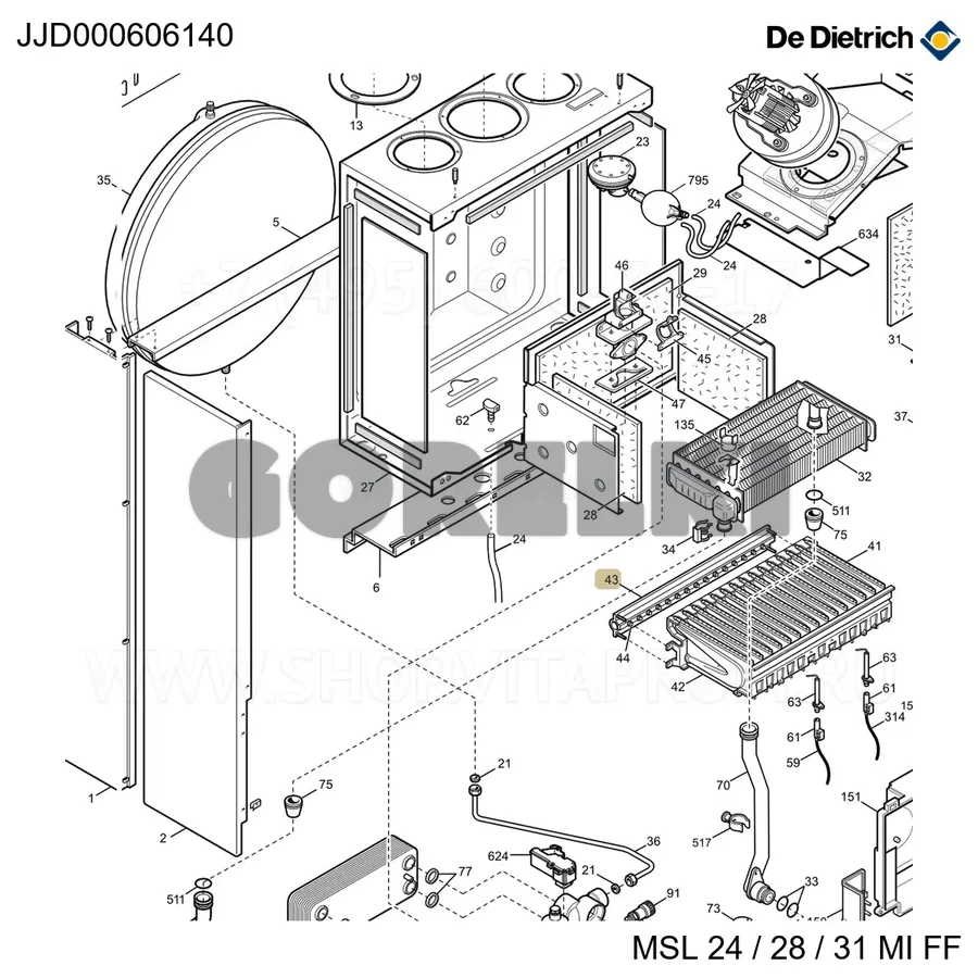 Гребенка держателя форсунок 15 De Dietrich JJJ000606140 для газового котла