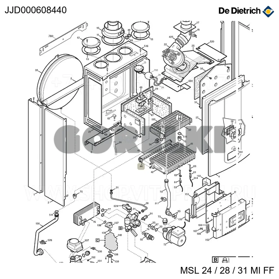 Группа форсунок D.1,18-G 2000-Метан De Dietrich JJJ000608440 для газового котла