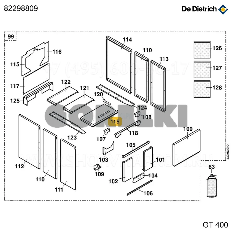GT400 капитель передняя De Dietrich 82298809 для газового котла
