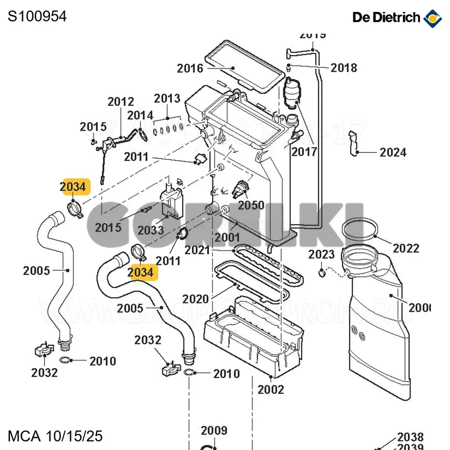 Хомут (10 шт/уп) De Dietrich S100954 для газового котла