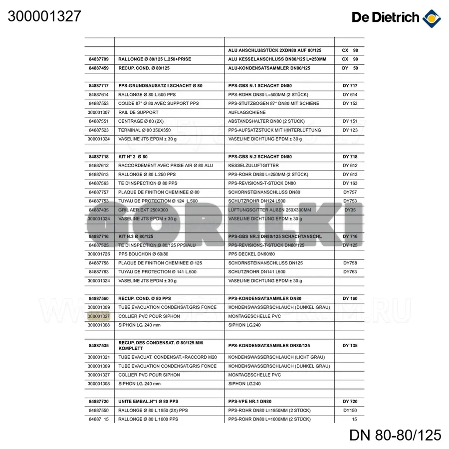 Хомут ПВХ для сифона De Dietrich 300001327 для газового котла