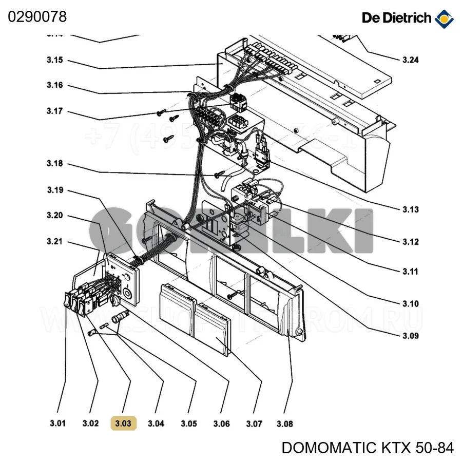 Индикатор красный / зеленый De Dietrich 0290078 для газового котла