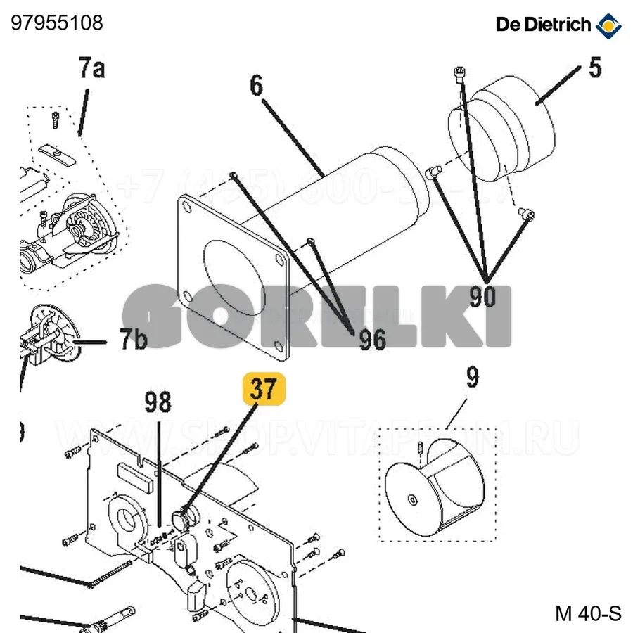 Индикатор зеленый De Dietrich 97955108 для газового котла