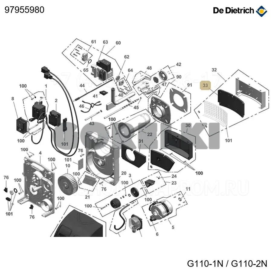 Изоляция воздушного короба De Dietrich 97955980 для газового котла