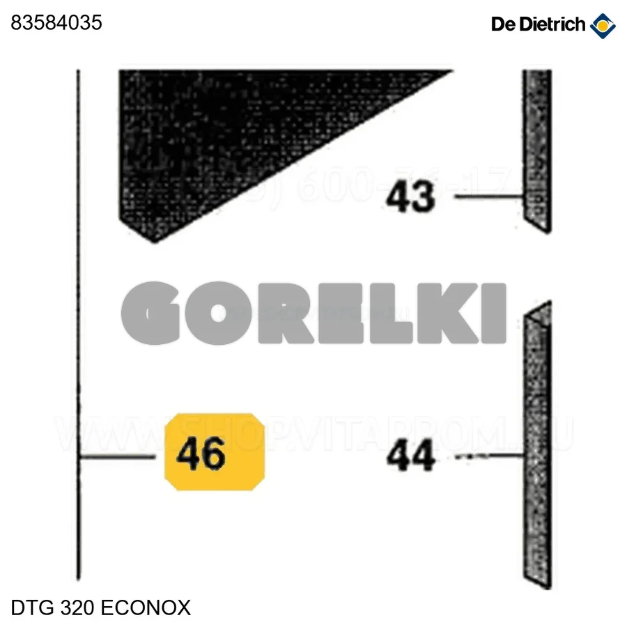 Изолятор боковой левый корпуса 7-12 De Dietrich 83584035 для газового котла