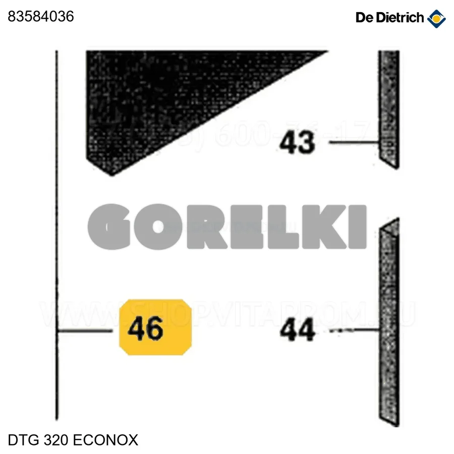 Изолятор боковой левый корпуса 14-20 De Dietrich 83584036 для газового котла