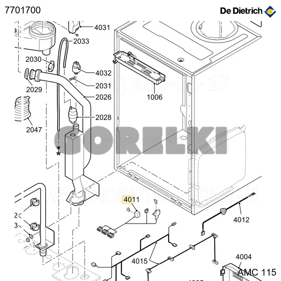 Кабель 230В 115кВт De Dietrich 7701700 для газового котла