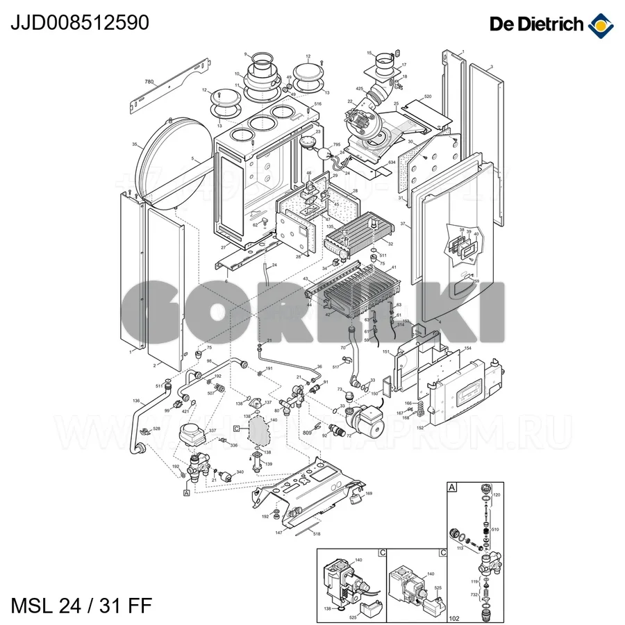 Кабель cn2-11/низкое напряжение De Dietrich JJJ008512590 для газового котла