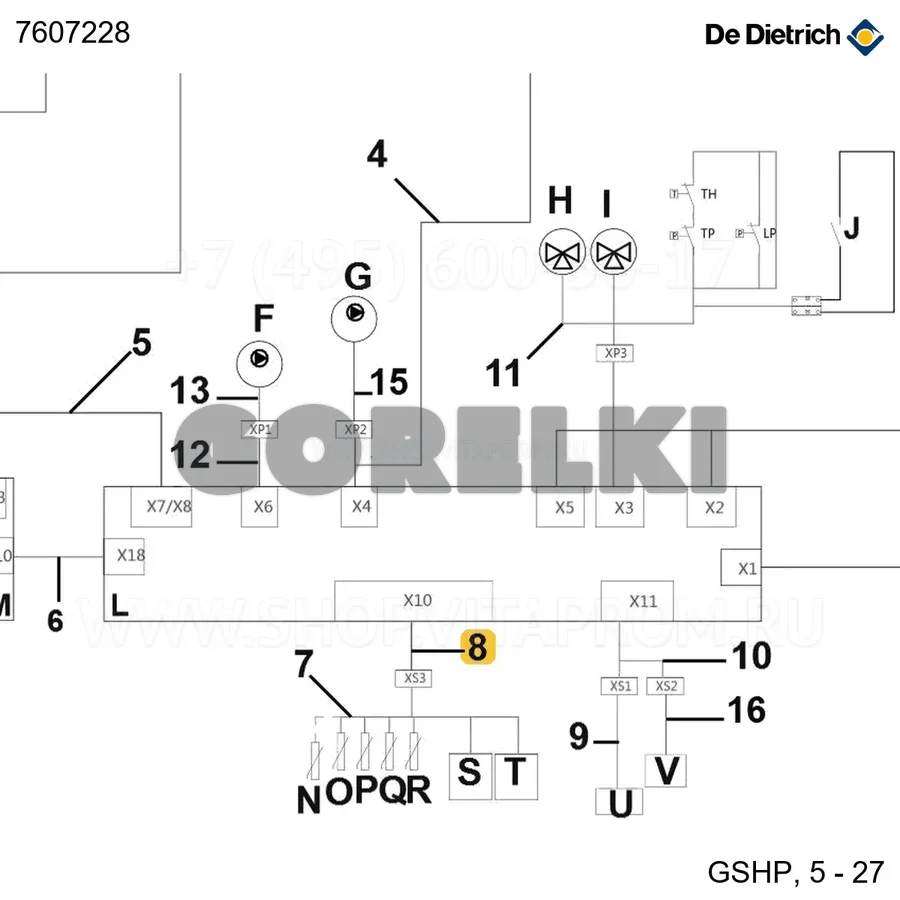 Кабель датчика - панели управления De Dietrich 7607228 для газового котла