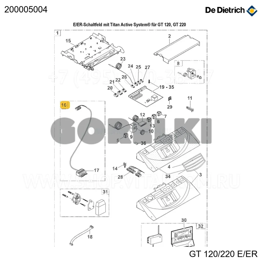Кабель горелки GT 120 Easymatic - E1 De Dietrich 200005004 для газового котла