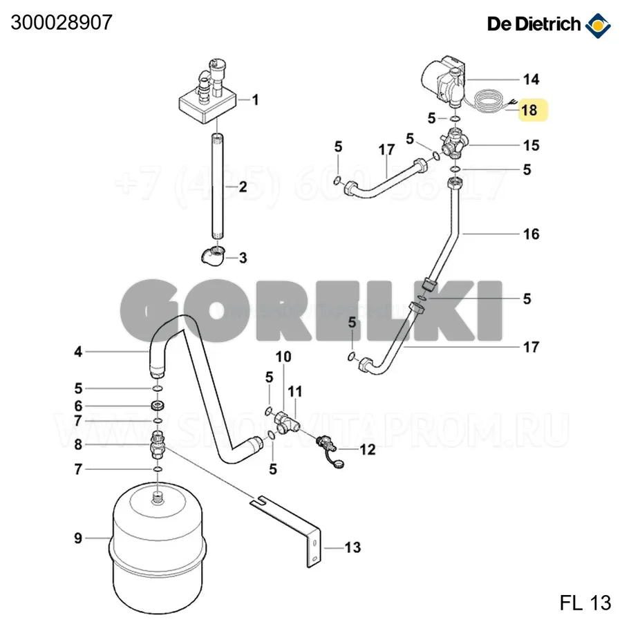 Кабель насоса Molex длина 1000 мм De Dietrich 300028907 для газового котла