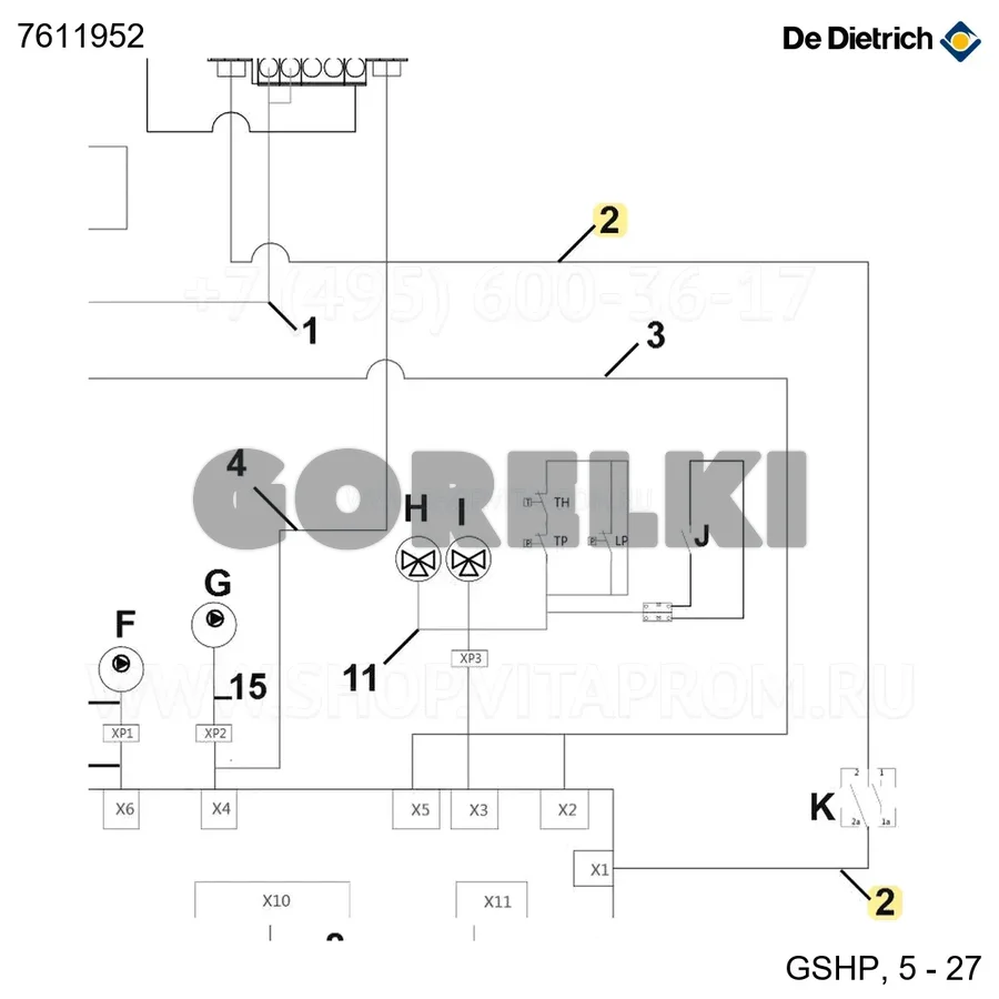 Кабель питания основной De Dietrich 7611952 для газового котла