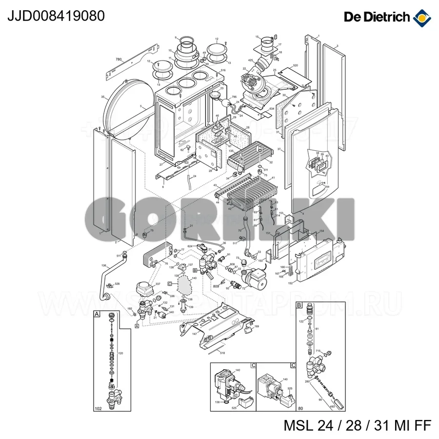 Кабель заземления De Dietrich JJJ008419080 для газового котла