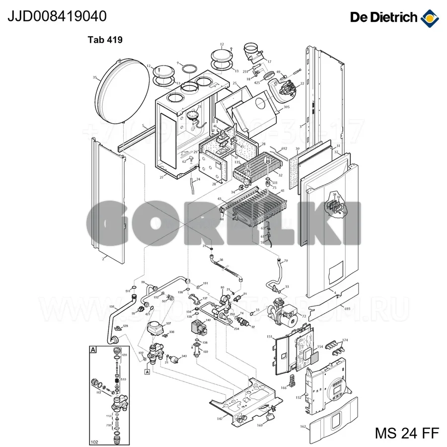 Кабель заземления Hon De Dietrich JJJ008419040 для газового котла