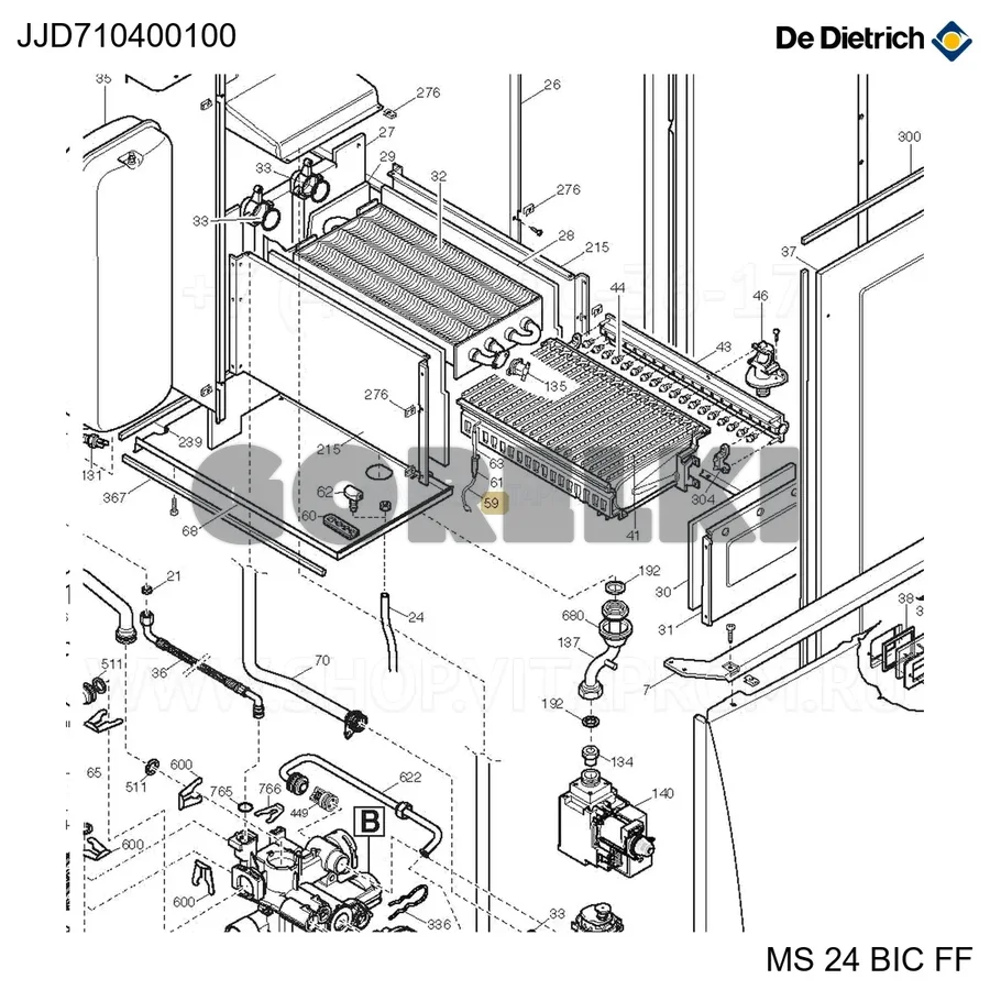 Кабель зажигания De Dietrich MS24 JJD710400100 для газового котла
