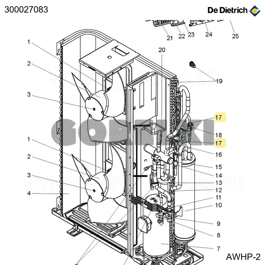 Катушка электромагнитного клапана ТРВ awhp 22-27 tr De Dietrich 300027082 для газового котла
