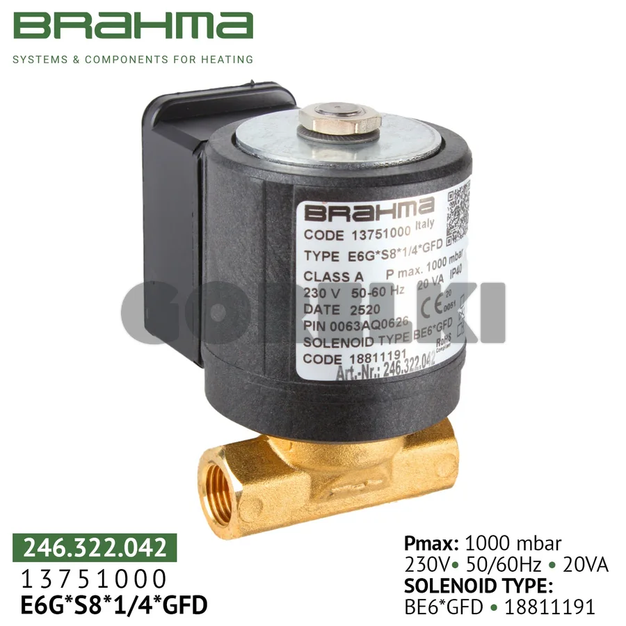 Клапан Brahma E6G*S8*1/4*GFD 13751000