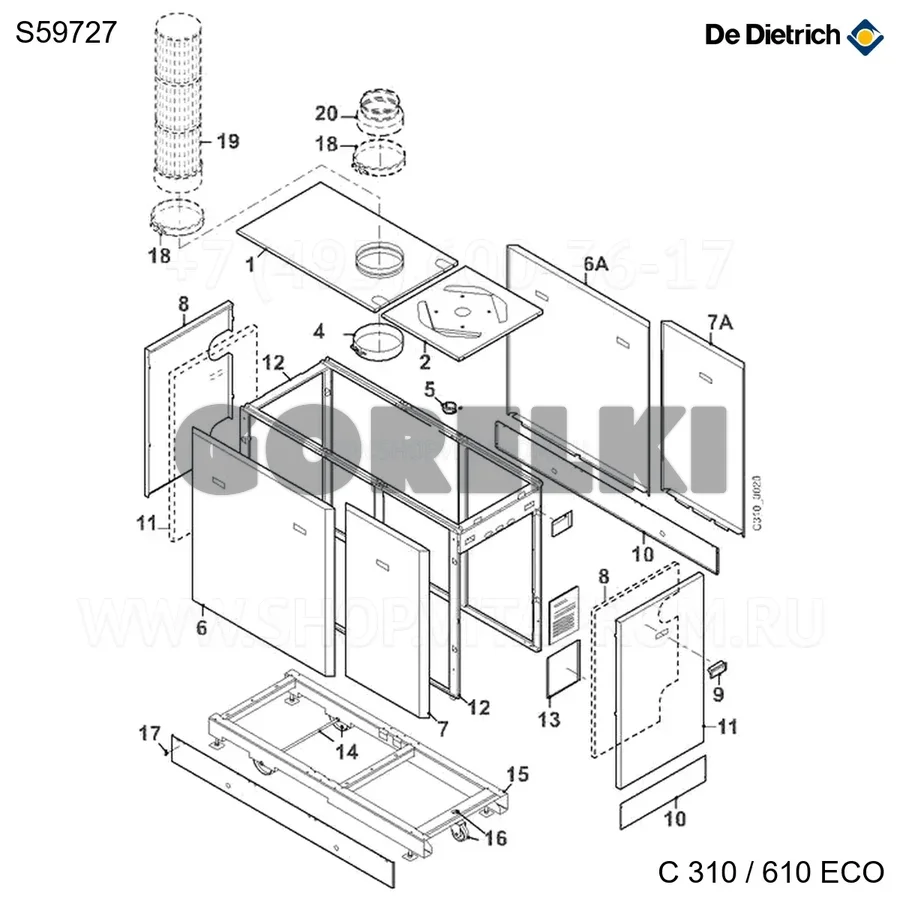 Клапан дымовой в сборе De Dietrich S59727 для газового котла