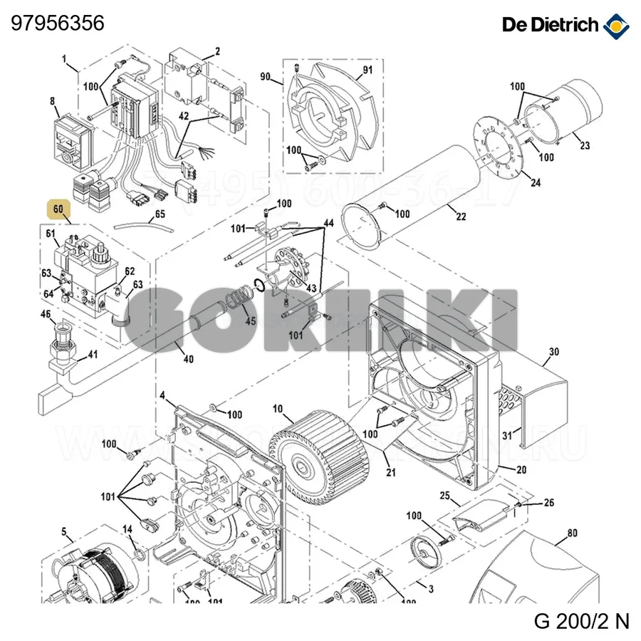 Клапан газовый mbdle 407 b01 s20 De Dietrich 97956356 для газового котла
