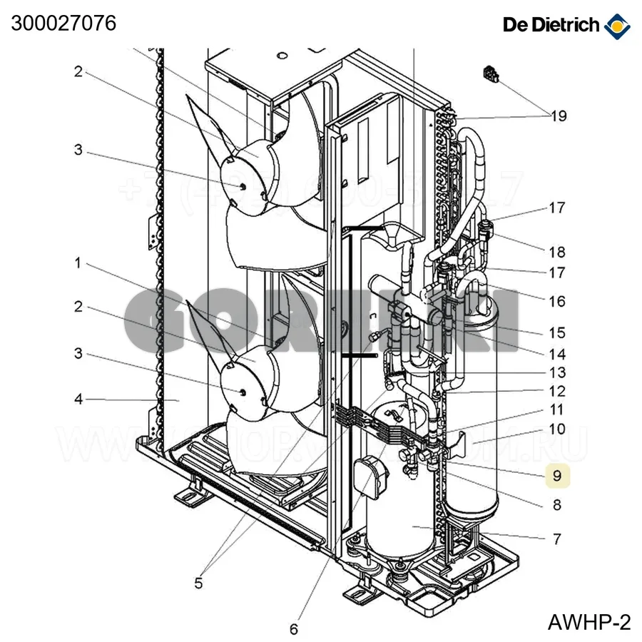 Клапан запорный 3/4" h.p. жидкостный 22-27 tr De Dietrich 300027076 для газового котла