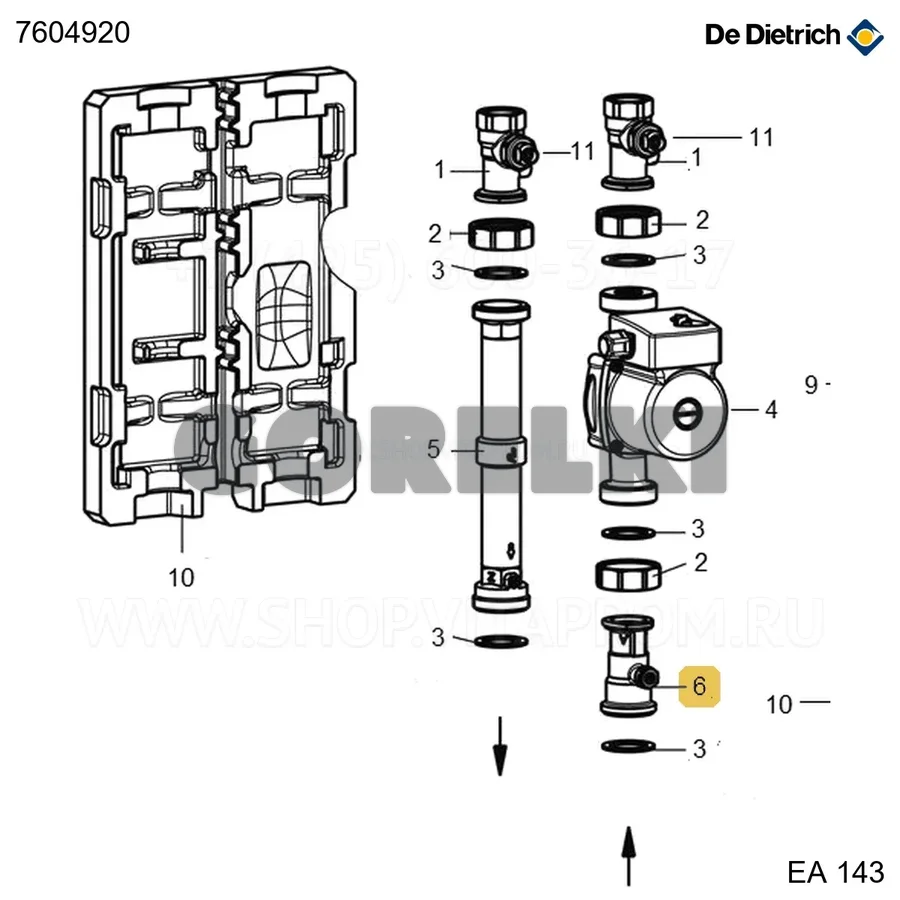 Клапан запорный De Dietrich 7604920 для газового котла