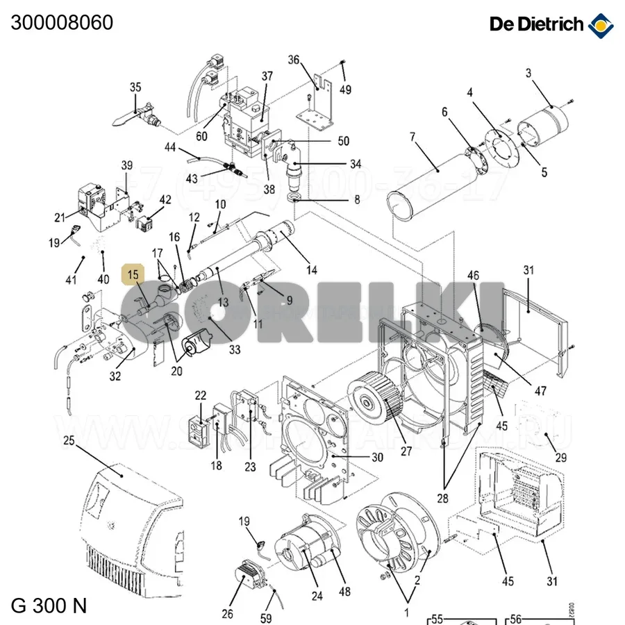 Колено газовой линии G303-5N De Dietrich 300008060 для газового котла