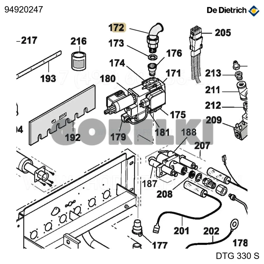 Колено с накидной гайкой n97 3/4" De Dietrich 94920247 для газового котла