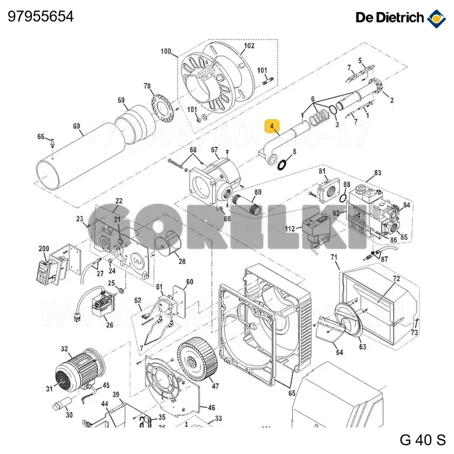 Колено соединения газового De Dietrich 97955654 для газового котла