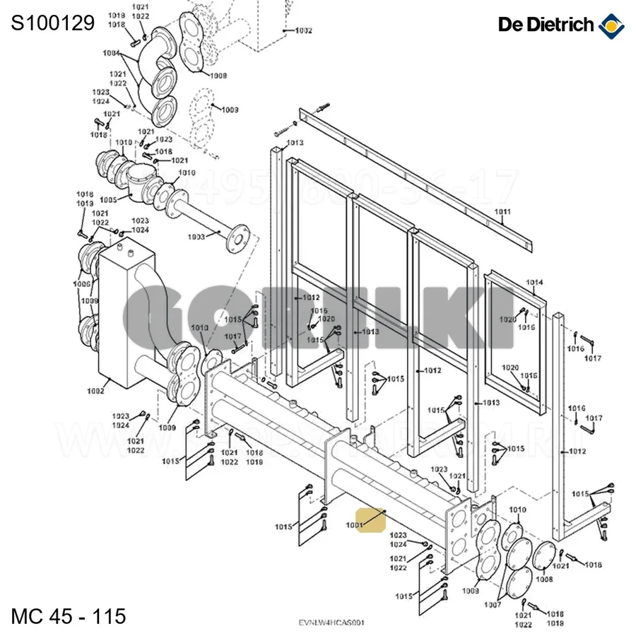 Коллектор основной 100-4 De Dietrich S100129 для газового котла
