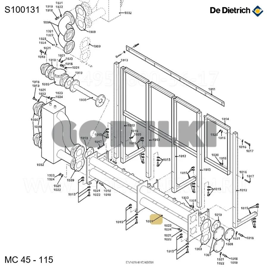 Коллектор основной 100-2 De Dietrich S100131 для газового котла