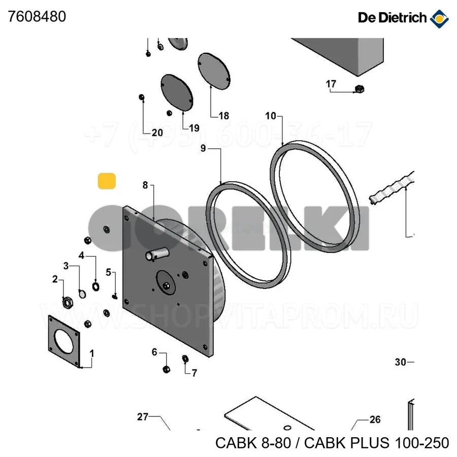 Колпак центральный cabk 8 De Dietrich 7608480 для газового котла