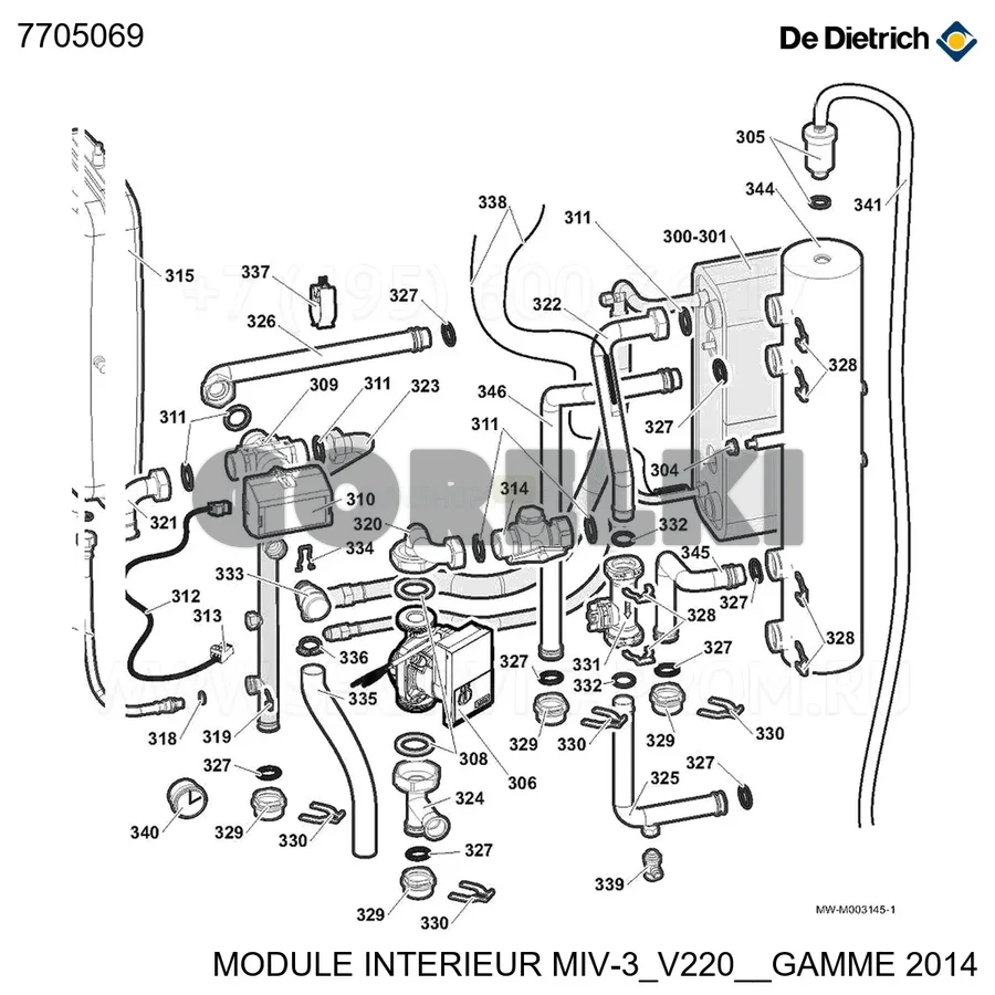 Комплект фильтра miv 3-v220 eh903 De Dietrich 7705069 для газового котла