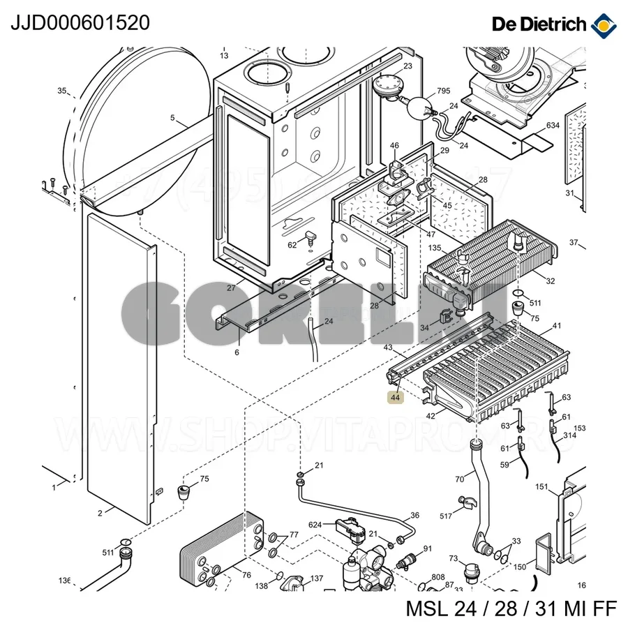Комплект инжекторов d.0,74 bp De Dietrich JJJ000601520 для газового котла