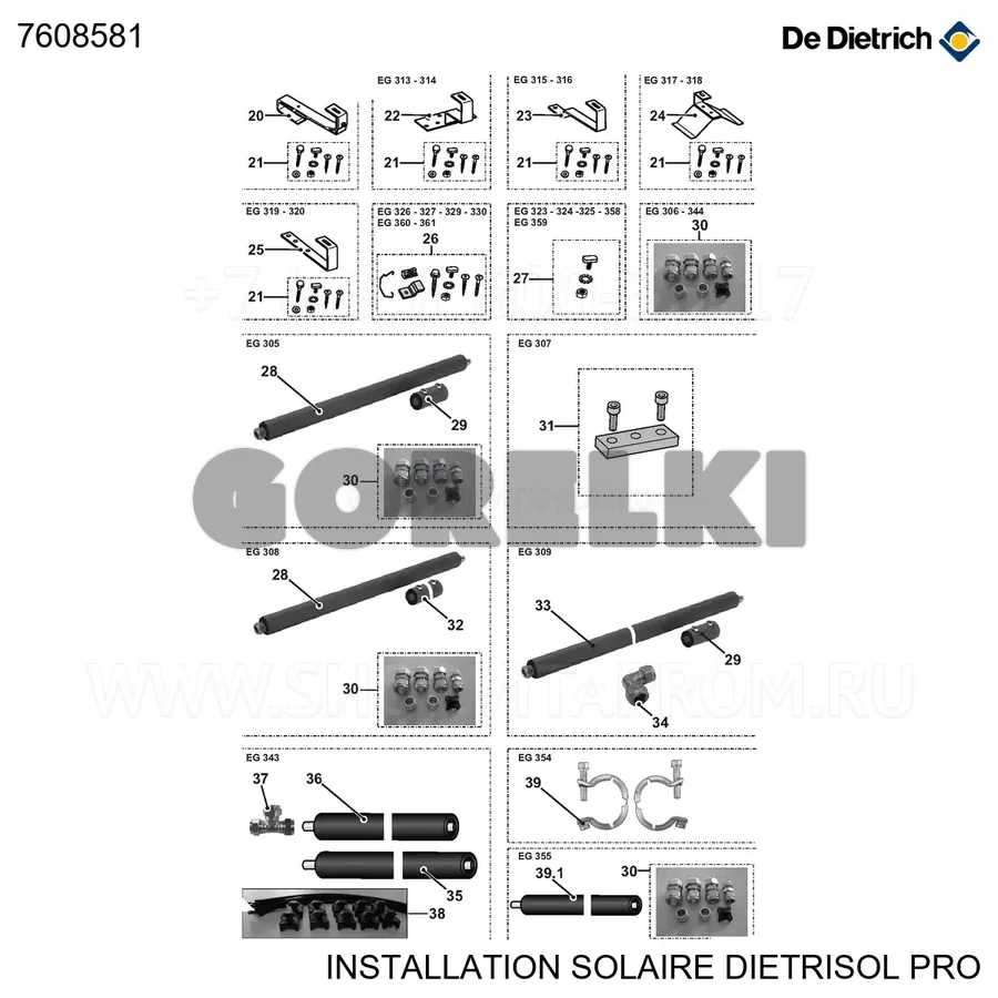 Комплект подключения Duotube d.15mm De Dietrich 7608581 для газового котла