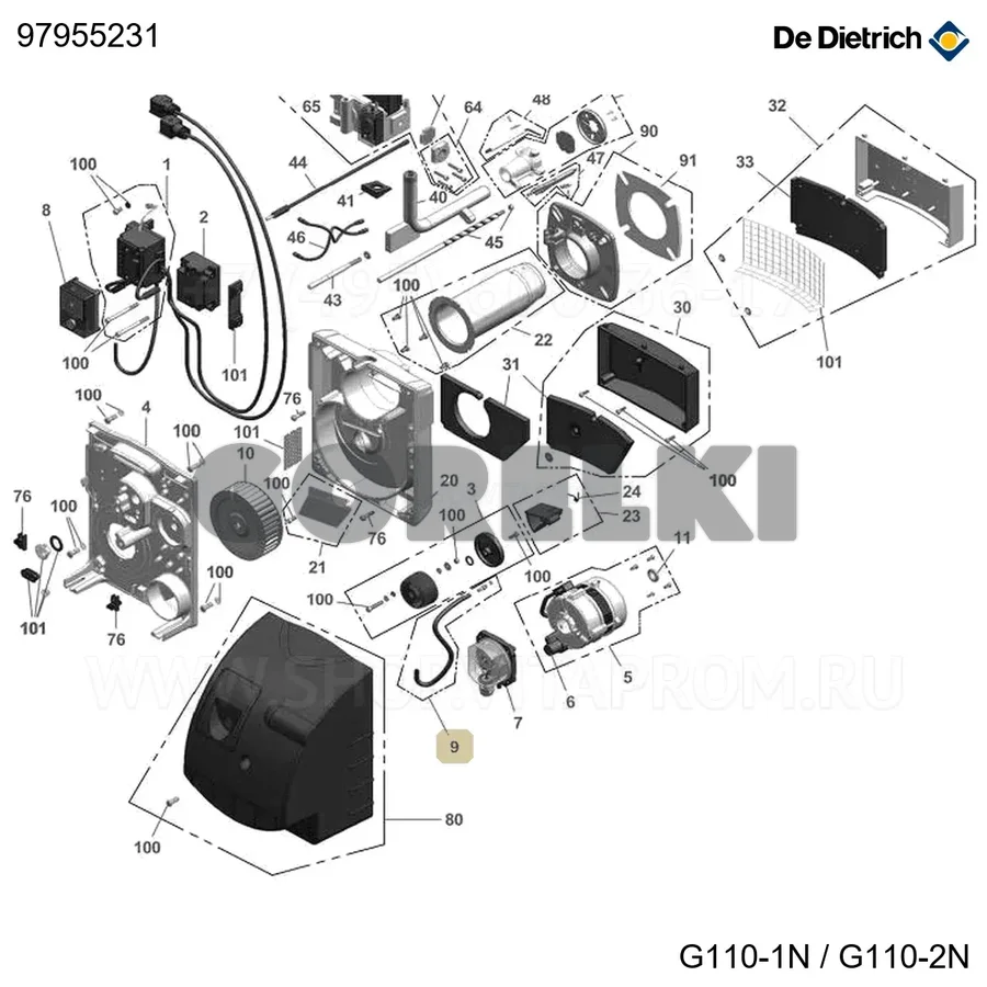 Комплект штуцера давления De Dietrich 97955231 для газового котла