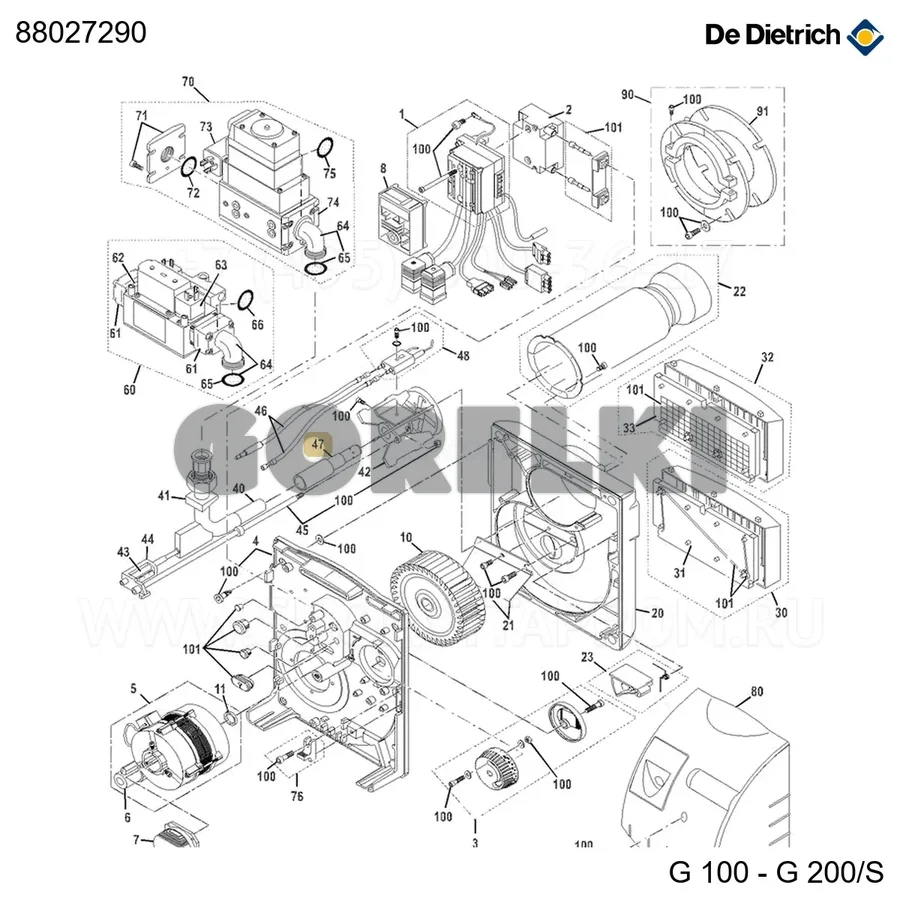 Комплект СУГ для brul g200/1 De Dietrich 88027290 для газового котла