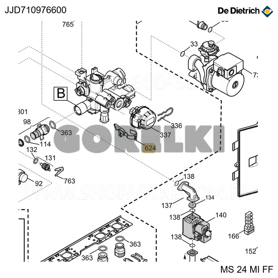 Комплект защиты STG + плата управления De Dietrich 710976600 для газового котла