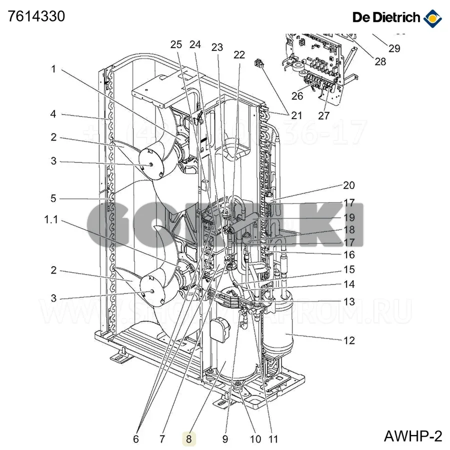 Компрессор anb33fndmt 11tr De Dietrich 7614330 для газового котла