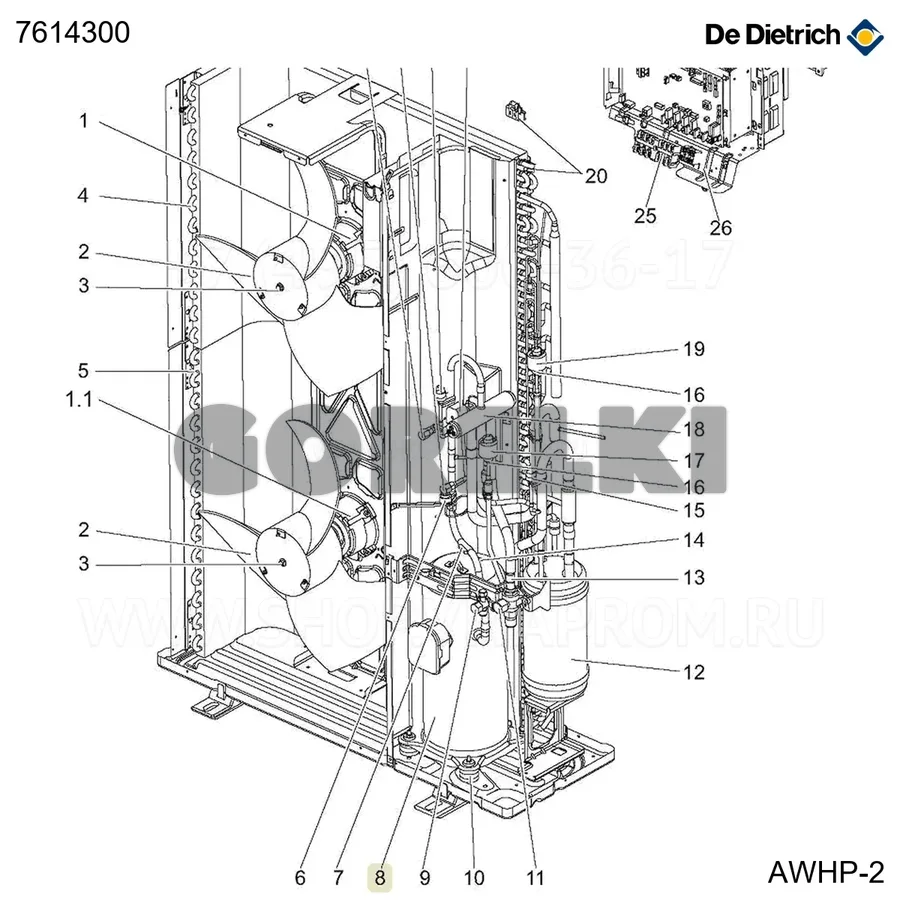 Компрессор (anb33fnemt) 11mr De Dietrich 7614300 для газового котла