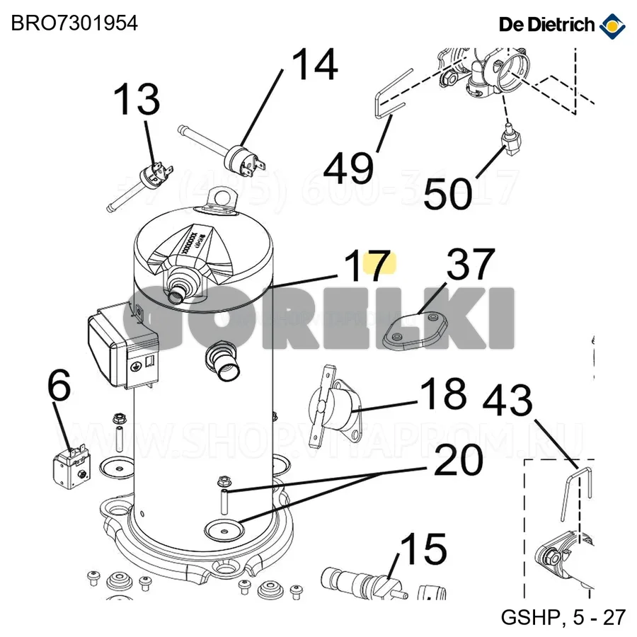 Компрессор zh09 k1p-tfm De Dietrich BRO7301954 для газового котла