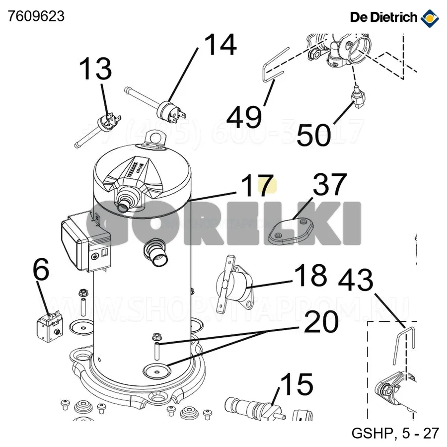 Компрессор zh09k1p-pfz-524 k1p De Dietrich 7609623 для газового котла