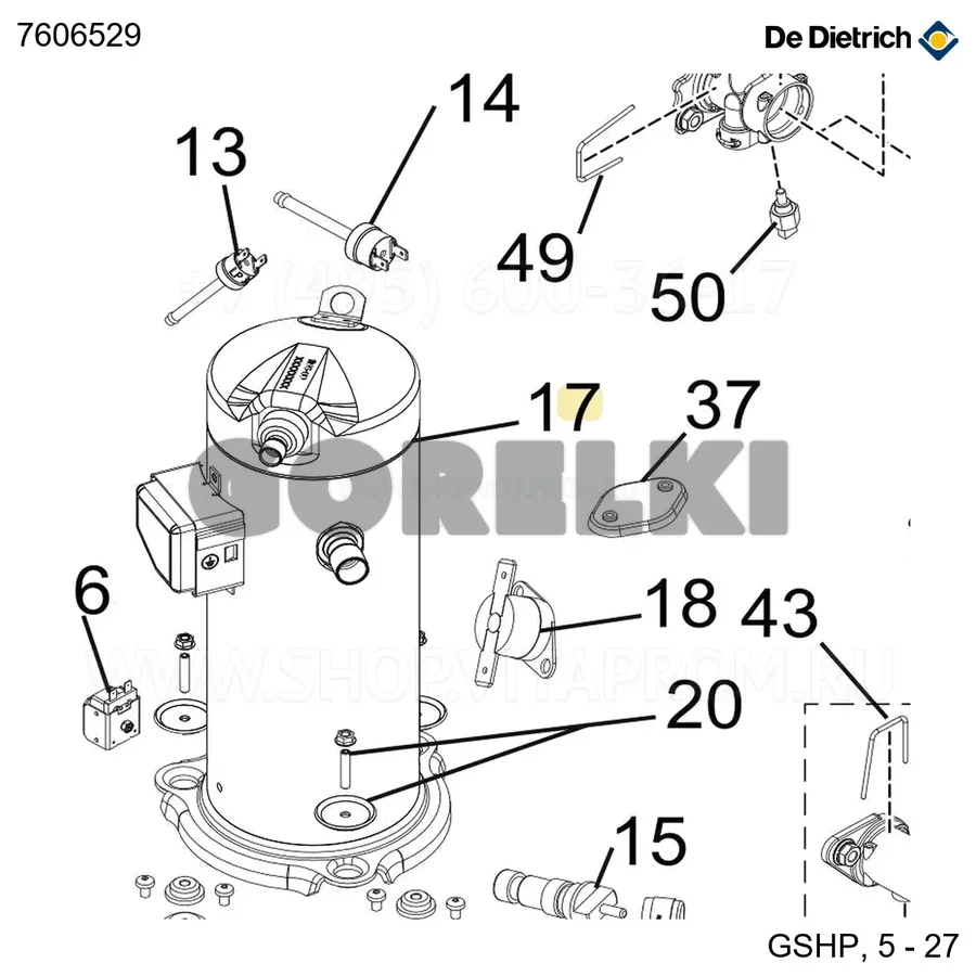 Компрессор ZH15K1P-TFM-524 K1P De Dietrich 7606529 для газового котла