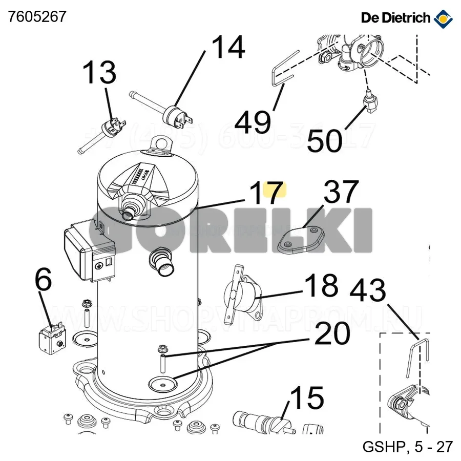 Компрессор zh19k1p-tfm-524 k1p De Dietrich 7605267 для газового котла